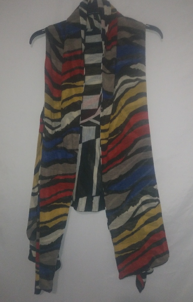 Reversible 1x Boho Zebra Bold Colored Long Vest P… - image 1